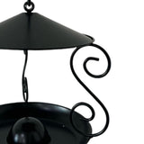 Maxbell Metal Roof Bird Feeder Feeding Bowl with Rain Cover for Terrace Yard Balcony black
