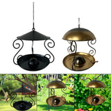 Maxbell Metal Roof Bird Feeder Feeding Bowl with Rain Cover for Terrace Yard Balcony black