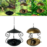 Maxbell Metal Roof Bird Feeder Feeding Bowl with Rain Cover for Terrace Yard Balcony black