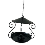Maxbell Metal Roof Bird Feeder Feeding Bowl with Rain Cover for Terrace Yard Balcony black