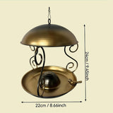 Maxbell Metal Roof Bird Feeder Feeding Bowl with Rain Cover for Terrace Yard Balcony bronze