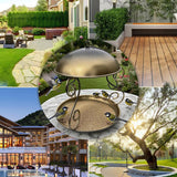 Maxbell Metal Roof Bird Feeder Feeding Bowl with Rain Cover for Terrace Yard Balcony bronze
