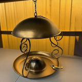 Maxbell Metal Roof Bird Feeder Feeding Bowl with Rain Cover for Terrace Yard Balcony bronze