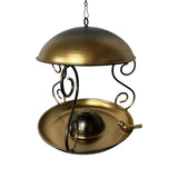 Maxbell Metal Roof Bird Feeder Feeding Bowl with Rain Cover for Terrace Yard Balcony bronze