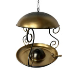 Maxbell Metal Roof Bird Feeder Feeding Bowl with Rain Cover for Terrace Yard Balcony bronze