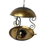 Maxbell Metal Roof Bird Feeder Feeding Bowl with Rain Cover for Terrace Yard Balcony bronze