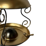 Maxbell Metal Roof Bird Feeder Feeding Bowl with Rain Cover for Terrace Yard Balcony bronze