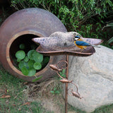 Maxbell Star Bird Bath Bowl Lawn Fence with Garden Stake Yard Porch Bird Feeder Tray