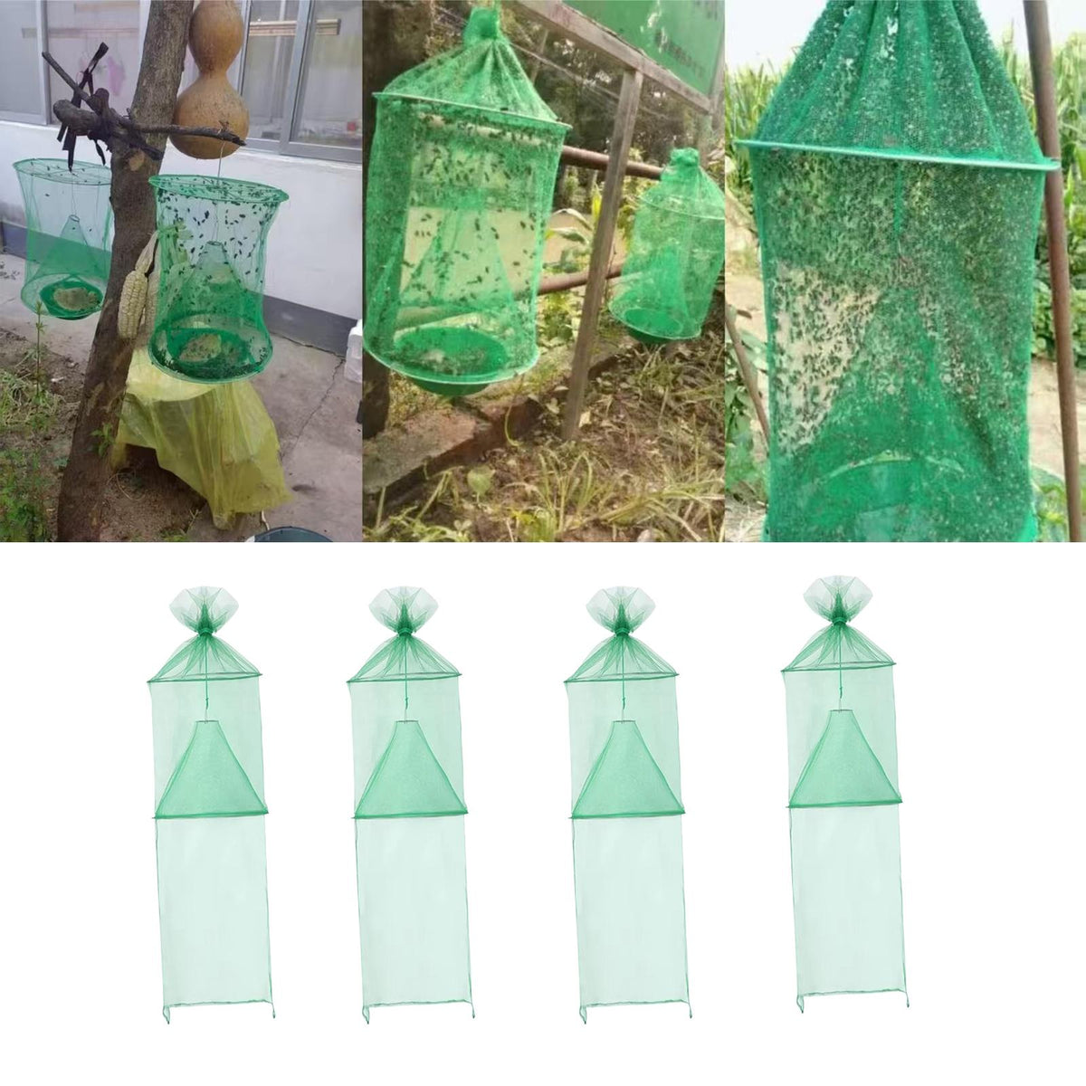 4x Fly Killer Mesh Tree Trap Simple Spotted Lanternfly for Birds Butterflies Green