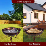 Maxbell Bird Bath with Metal Pedestal Sturdy Bird Statue for Backyard Outside Garden
