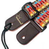 Maxbell Vintage Stripy Design Leather Ends Guitar/Bass Strap for Ukulele Banjo Parts - Aladdin Shoppers