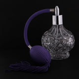 Maxbell 1 Piece of Vintage Crystal Clear Glass Empty Perfume Aftershave Bottle Long Spray Tassels Atomizer Refillable Lady Gift 100ml Purple - Aladdin Shoppers