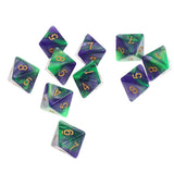 Maxbell 10pcs 8 Sided Dice D8 Polyhedral Dice for Dungeons and Dragons Table Games Green Purple - Aladdin Shoppers