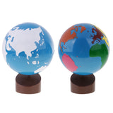 Maxbell Maxbell Montessori Sandpaper Geography Cards+Globe of Land&Water for Children Kids