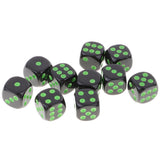 Maxbell 10Pcs D6 Dice Six Sided Spot Dices Set for Dungeons and Dragons RPG MTG Party Board Games Green Black - Aladdin Shoppers