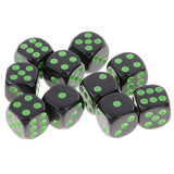 Maxbell 10Pcs D6 Dice Six Sided Spot Dices Set for Dungeons and Dragons RPG MTG Party Board Games Green Black - Aladdin Shoppers