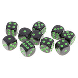 Maxbell 10Pcs D6 Dice Six Sided Spot Dices Set for Dungeons and Dragons RPG MTG Party Board Games Green Black - Aladdin Shoppers