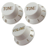 Maxbell 3 Pcs Electric Guitar Control Knobs Volume & Tone for Strat SQ Guitar Accessory White