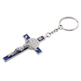 Maxbell Crucifix Jesus Christ Cross Statue Figurine Keyring Car Home Chapel Decor Silver Blue - Aladdin Shoppers