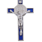 Maxbell Crucifix Jesus Christ Cross Statue Figurine Keyring Car Home Chapel Decor Silver Blue - Aladdin Shoppers