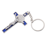 Maxbell Crucifix Jesus Christ Cross Statue Figurine Keyring Car Home Chapel Decor Silver Blue - Aladdin Shoppers