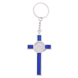 Maxbell Crucifix Jesus Christ Cross Statue Figurine Keyring Car Home Chapel Decor Silver Blue - Aladdin Shoppers