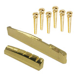 Maxbell Brass Bridge Pins Pegs Saddle Nut Set for Acoustic Folk Guitar