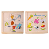 Maxbell Maxbell Wooden Animal Food Pairing Jigsaw Puzzles for Kids Home Family Game Set Gift