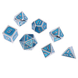 Maxbell Alloy Polyhedral Dice d4 d6 d8 d10 d12 d20 for MTG DND Toy Silver Light Blue - Aladdin Shoppers