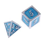 Maxbell Alloy Polyhedral Dice d4 d6 d8 d10 d12 d20 for MTG DND Toy Silver Light Blue - Aladdin Shoppers