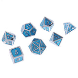 Maxbell Alloy Polyhedral Dice d4 d6 d8 d10 d12 d20 for MTG DND Toy Silver Light Blue - Aladdin Shoppers