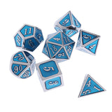 Maxbell Alloy Polyhedral Dice d4 d6 d8 d10 d12 d20 for MTG DND Toy Silver Light Blue - Aladdin Shoppers