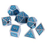 Maxbell Alloy Polyhedral Dice d4 d6 d8 d10 d12 d20 for MTG DND Toy Silver Light Blue - Aladdin Shoppers