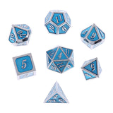 Maxbell Alloy Polyhedral Dice d4 d6 d8 d10 d12 d20 for MTG DND Toy Silver Light Blue - Aladdin Shoppers