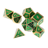 Maxbell Alloy Polyhedral Dice D4-D20 Dies for MTG TRPG DND Toys - Golden Dark Green - Aladdin Shoppers