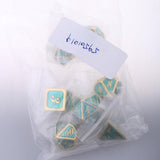 Maxbell Alloy Polyhedral Dice Set d4 d6 d8 d10 d12 d20 for MTG TRPG DND Golden Blue - Aladdin Shoppers