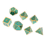 Maxbell Alloy Polyhedral Dice Set d4 d6 d8 d10 d12 d20 for MTG TRPG DND Golden Blue - Aladdin Shoppers