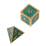 Maxbell Alloy Polyhedral Dice Set d4 d6 d8 d10 d12 d20 for MTG TRPG DND Golden Blue - Aladdin Shoppers