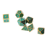 Maxbell Alloy Polyhedral Dice Set d4 d6 d8 d10 d12 d20 for MTG TRPG DND Golden Blue - Aladdin Shoppers