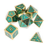 Maxbell Alloy Polyhedral Dice Set d4 d6 d8 d10 d12 d20 for MTG TRPG DND Golden Blue - Aladdin Shoppers