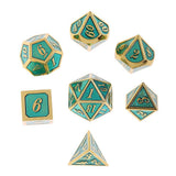 Maxbell Alloy Polyhedral Dice Set d4 d6 d8 d10 d12 d20 for MTG TRPG DND Golden Blue - Aladdin Shoppers