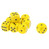 Maxbell 2x10x Wooden Dice D6 Six Sided Dotted Dice for Dungeons and Dragons Yellow