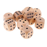 Maxbell 10Pieces Wooden Dice D6 Six Sided Dotted Dice for Dungeons and Dragons Natural - Aladdin Shoppers