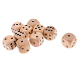 Maxbell 10Pieces Wooden Dice D6 Six Sided Dotted Dice for Dungeons and Dragons Natural - Aladdin Shoppers