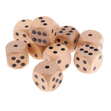 Maxbell 10Pieces Wooden Dice D6 Six Sided Dotted Dice for Dungeons and Dragons Natural - Aladdin Shoppers