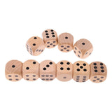 Maxbell 10Pieces Wooden Dice D6 Six Sided Dotted Dice for Dungeons and Dragons Natural - Aladdin Shoppers