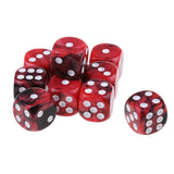 Maxbell 10x Six Sided D6 Dice Dotted For Dungeons and Dragons MTG Prop Toy Red Black - Aladdin Shoppers