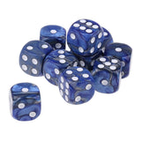 Maxbell 10x Six Sided D6 Dice Dotted For Dungeons and Dragons Props Gift Blue Silver - Aladdin Shoppers