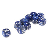 Maxbell 10x Six Sided D6 Dice Dotted For Dungeons and Dragons Props Gift Blue Silver - Aladdin Shoppers