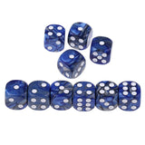 Maxbell 10x Six Sided D6 Dice Dotted For Dungeons and Dragons Props Gift Blue Silver - Aladdin Shoppers